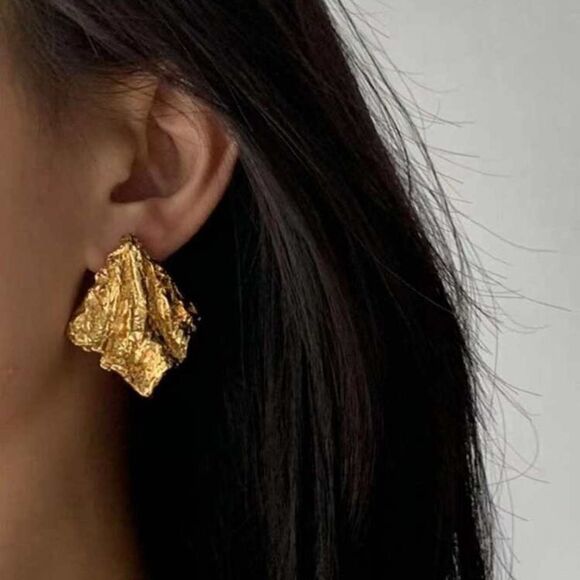 Anthropologie Jewelry - Gold Textured Earrings A941
